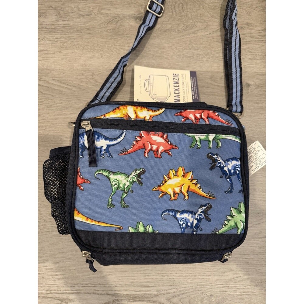RARE NWT Pottery Barn Kids Blue Multi Dino Cold Pack Lunch Box - UNMONOGRAMM